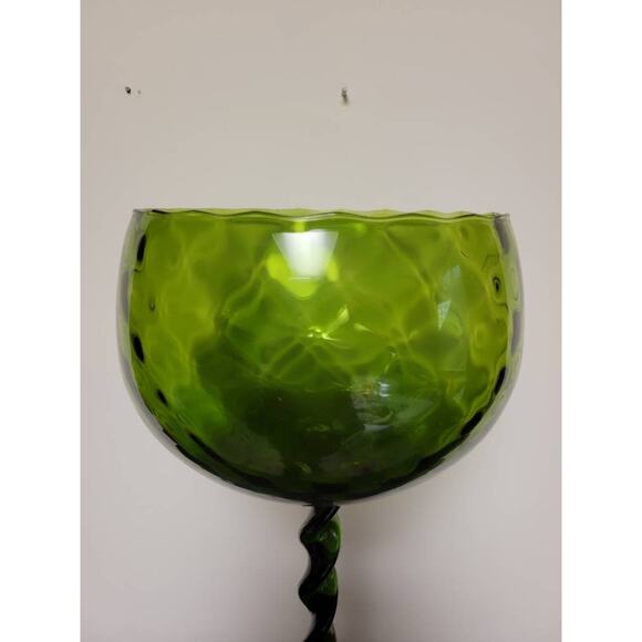 Vintage Empoli Snifter Vase, Tall Twisted Stem Optic Green, MCM Art Glass - Picture 4 of 7